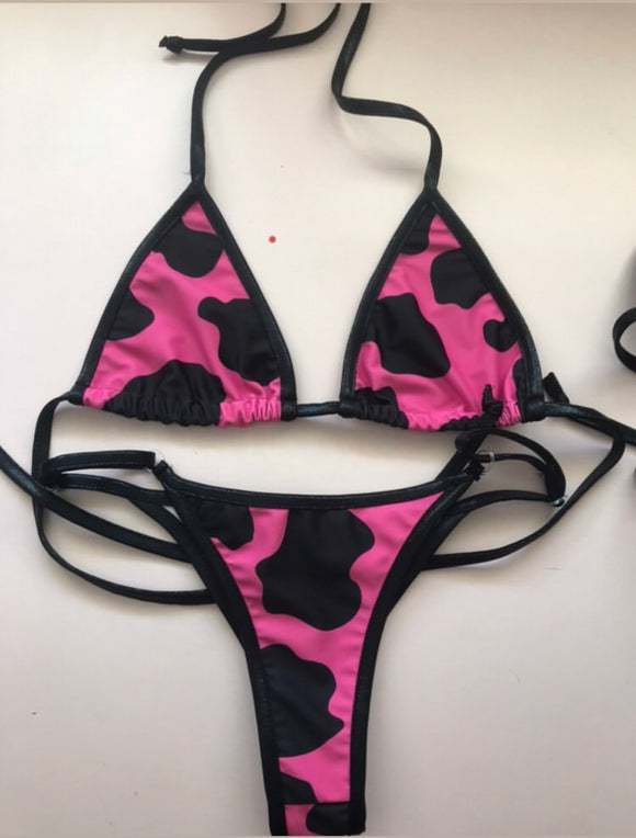 BIKINI PINK COW TANGA BÁSICO